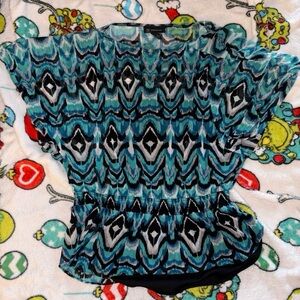 Blue Patterned Women's Top